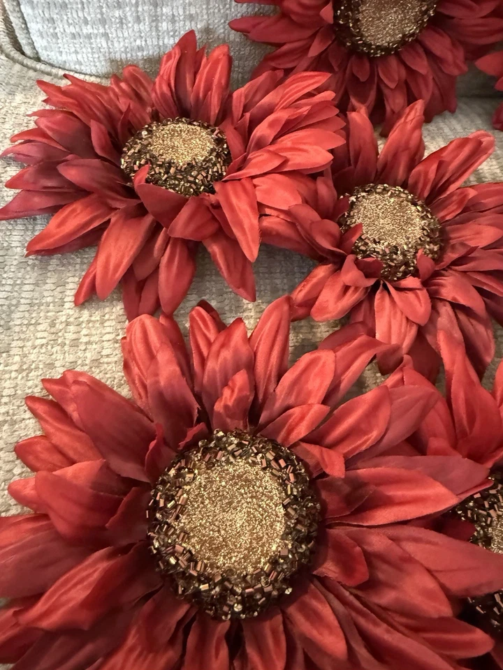 Tops Girasoles Talla Mediana Rojo/Borgoña Flor SIN Tallos 7 Pulgadas Estrás (10) Foto 2 de 4