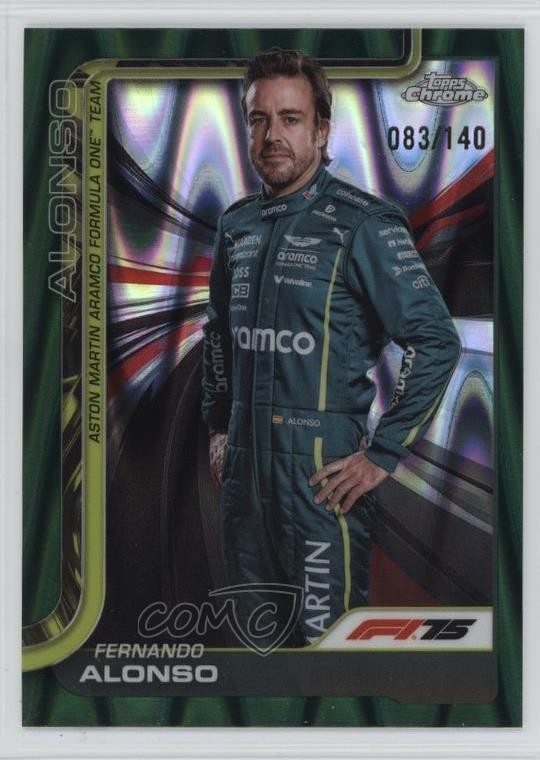 2025 Chrome Formula 1 Forest Green RayWave Refractor /140 Fernando Alonso #9 6g7