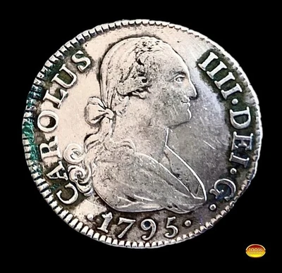 1795 ESPAÑA ☆ 2 REALES ~ REY CARLOS IV. CECA DE MADRID ☆ PLATA & HISTORIA - Imagen 1 de 4