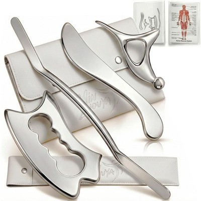 Stainless Steel Muscle Scraper Tool Set - 4Pcs Massage Scraper Tool Gua Sha f...