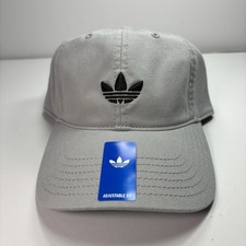 NWT ADIDAS Hat Originals Men  s Relaxed Trefoil Strapback Grey Two/Black