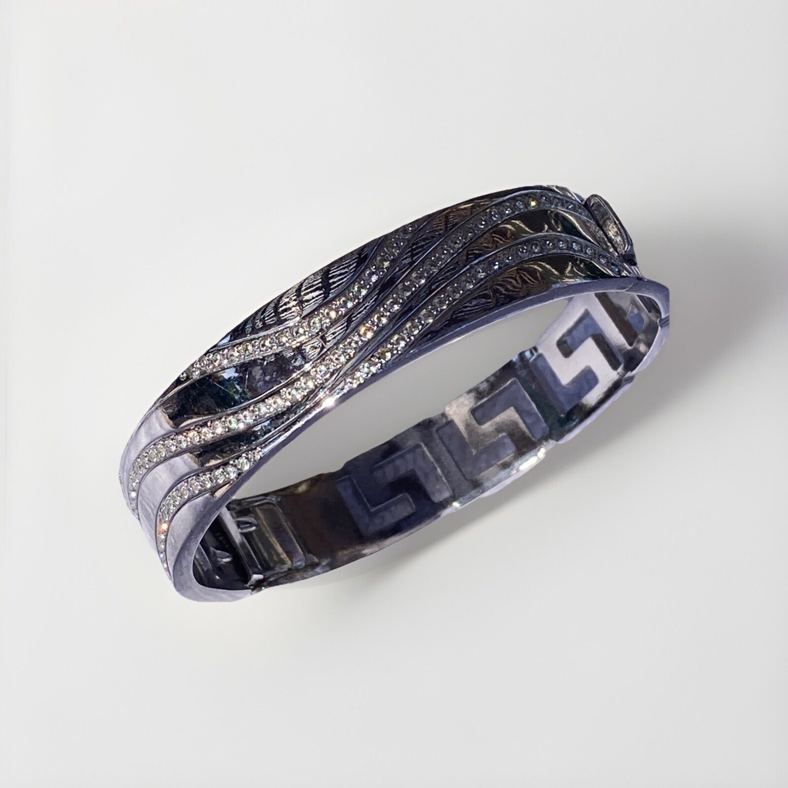 Gianni Versace Solid Cuff Silver Bracelet with Ge… - image 2