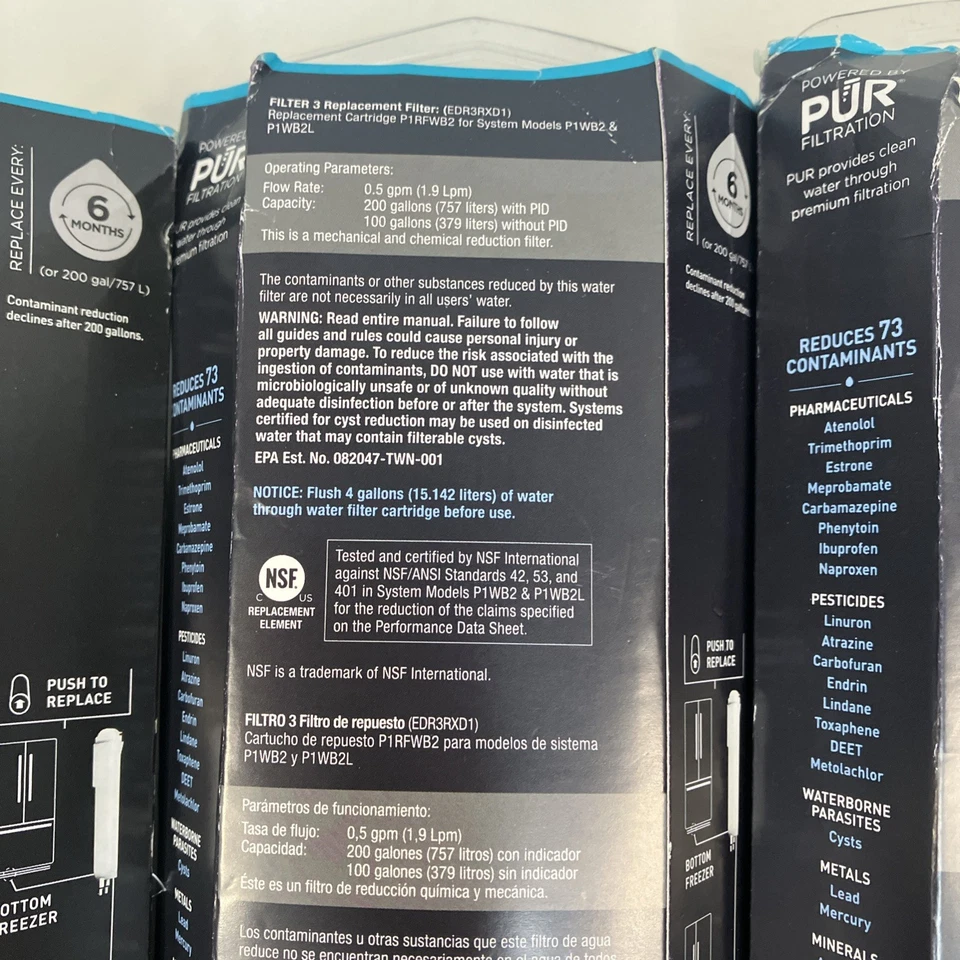 Filtro refrigerador de hielo y agua EveryDrop Pur 3 nuevo/sellado ΕDR3RXD1 lote de 3 Foto 4 de 4