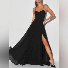NWT Lulus Cause for Commotion Black Pleated Bustier Maxi Dress XL