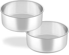 Deep Cake Tin, 8 Inch Stainless Steel round Baking Pan Set of 2, Birthday Weddin