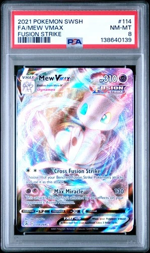 2021 POKEMON SWORD & SHIELD FUSION STRIKE #114 FULL ART/MEW VMAX PSA 8