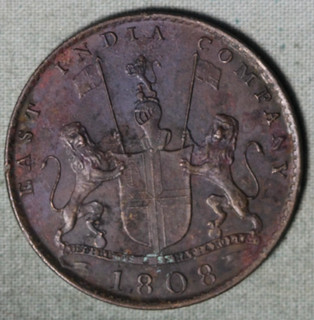 1808 East India Company 10 Cash Admiral Gardner Shipwreck Coin No COA