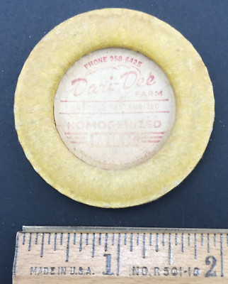 VTG Dari-Dee Farm Dairy Milk Bottle Cap Lid 2'' Diameter Carthage Missouri MO