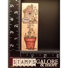 Hero Arts Rubber Stamps F1019 TALL POTTED BIRDHOUSE NEST EGGS VINES FLOWERS 936