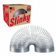 Retro Slinky the Original Walking Spring Toy, Silver Metal Slinky, Ages 5 