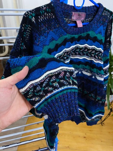 Vintage Concrete Knit Multicolor Coogi Style Sweater Made in Hing Kong Sz Xl Men - Picture 5 of 6