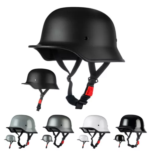 Caschi Moto Mezzo Teschio Tedesco Cappellino Adulto Scooter Chopper Motociclista Casco DOT - Foto 2 di 17