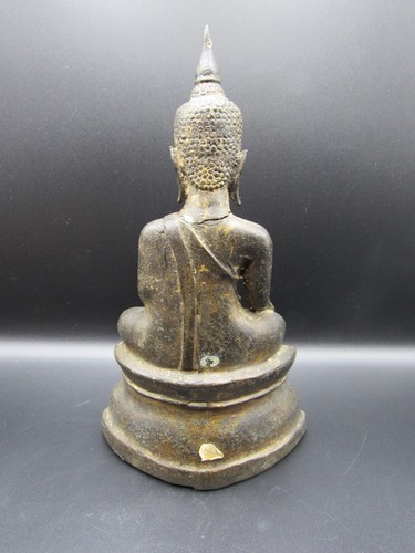 Antigua estatua de Buda de bronce fundido tailandés dorada 9" - Imagen 5 de 22