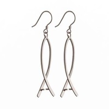 Ear Wires Earrings Settings with Twisted Pinch Bail Mounting in Sterling Silver