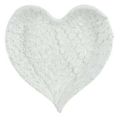 ENGELFLÜGEL ORNAMENT TRINKET SCHÜSSEL HERZFLÜGEL TEELICHT GLITZER GOLD WEISS