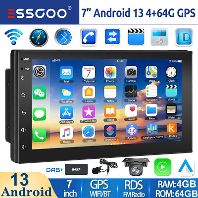 DAB+ Android 13 4+64G Autoradio 7'' 2 DIN Carplay GPS NAVI RDS Bluetooth +Mik Kam