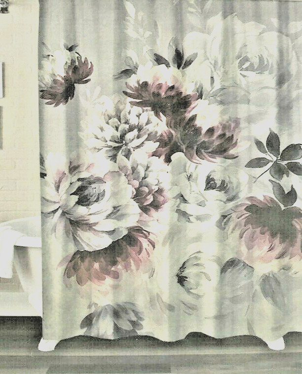 Idea Nuova Watercolor Fabric Shower Curtain Mums Floral Bathroom Spring 72x72"