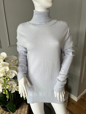 MUNROSPUN Damen Pullover Gr. M Rollkragen - extrafeine Merinowolle - blau