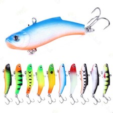 10 Pcs Lot Fishing Lure Soft Rubber Fish Ice Bait VIB Bass Sea Tackle 7cm/17g