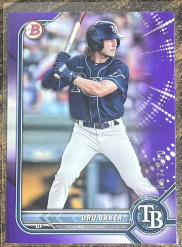 2022 Bowman Draft Dru Baker Purple Parallel #067/250 Tampa Bay Rays #BD-158