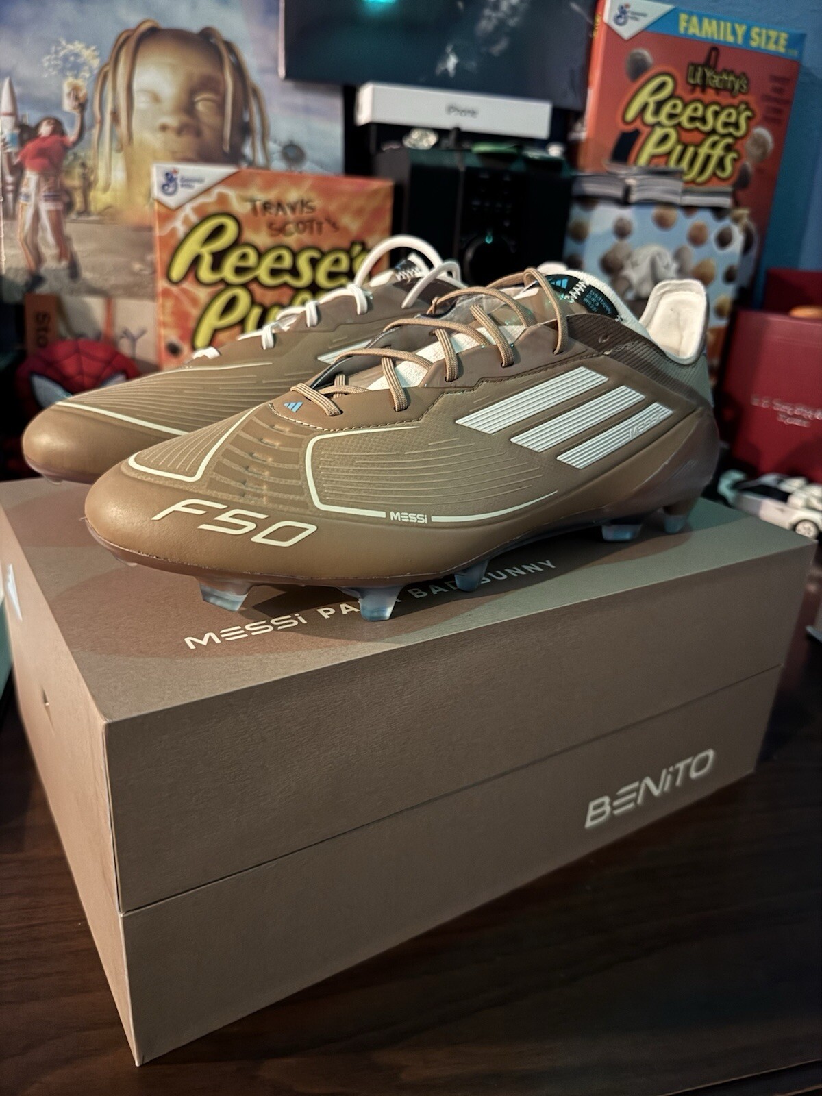 Messi And Bad Bunny Soccer Cleats 8.5