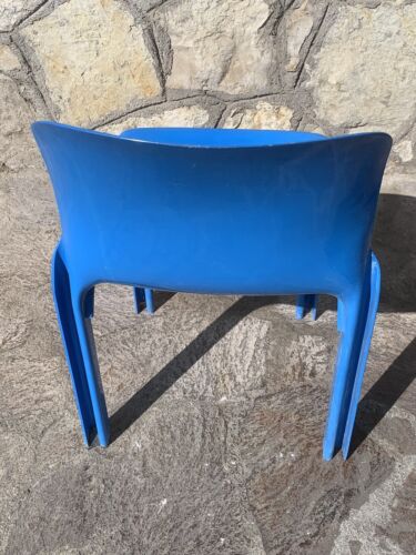 SEDIA ARTEMIDE VICO MAGISTRETTI SELENE 1969 CELESTE AZZURRO OLIMPIADI 1984 - Foto 5 di 7