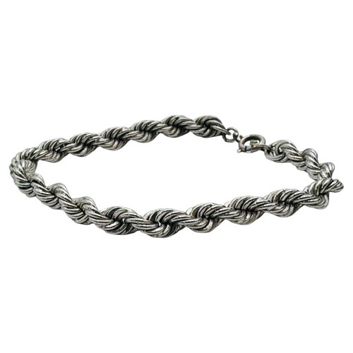 Italian Solid Sterling Silver Rope Link Chain Bracelet 925 UNISEX 7mm