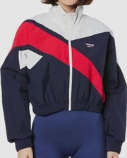 Reebok Womens Blue Colorblocked Track Jacket Pants 2-Piece Outfit Set Size L