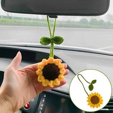 Handmade Sunflower Car Mirror Hanging Accessories for Women Car Styling Decor Au