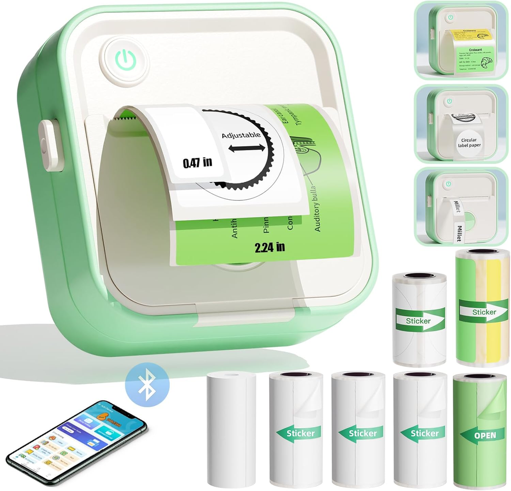 Compact HD Label Maker with 7 Thermal Paper Rolls – Portable & Easy to Use