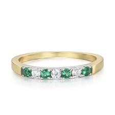 18 Carat Gold Vermeil on 925 Silver 7 Stone Sapphire & Emerald Eternity Ring