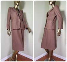 70's Vtg Union Made 100 Wool Brown Skirt Suit Panther 2-Piece Midi Set, ILGWU