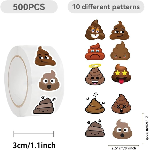 500PCS Funny Poop Stickers for Kids - Waterproof Vinyl Party Favors - Picture 3 of 12