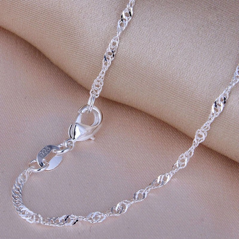 Chaîne En Argent Massif Maille Tressée - Longueur 63,5 Cm - Vintage 19ème Siècle