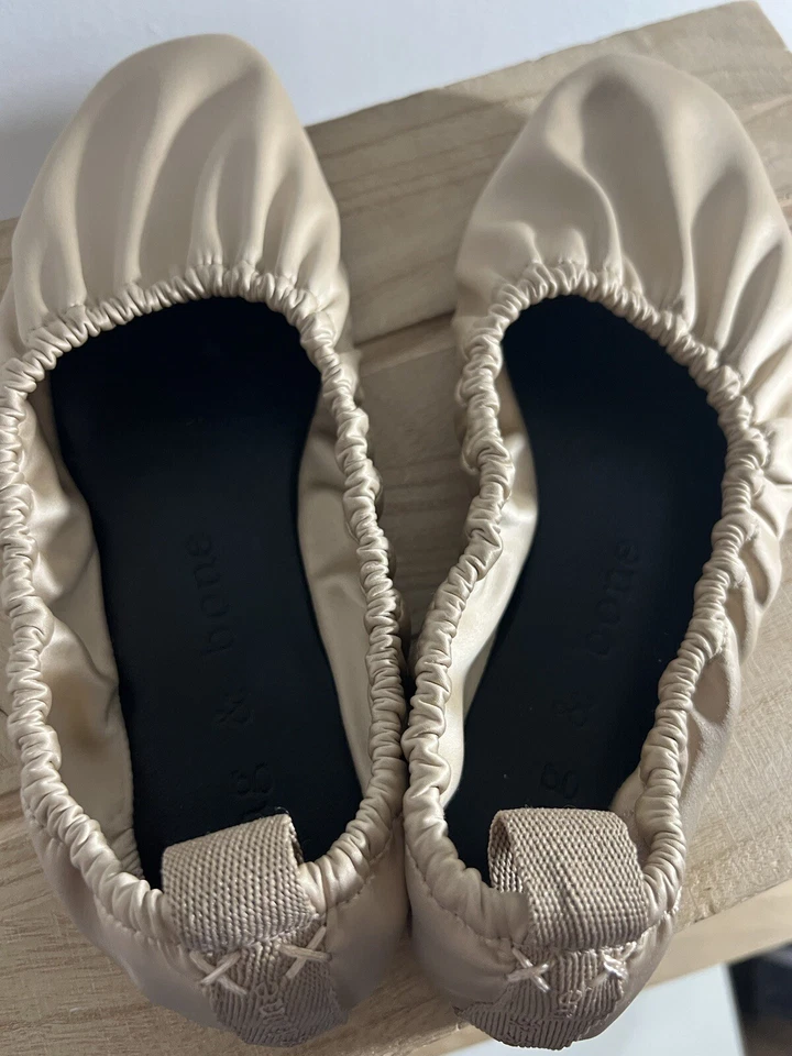 Mujer Trapo y Hueso Elly Satén Ballet Plano en Beige, Talla 8 EE. UU., Talla 38 Eur Foto 2 de 4