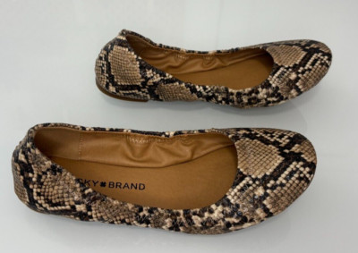 LUCKY BRAND Women's LP Erin Snakeskin Faux Leather Ballet Flats Shoes, Size 6.5 