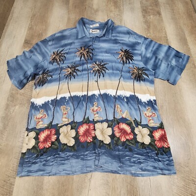 Campia Moda Men's Tropical Female Pattern Button-Up Shirt Multi See Description 