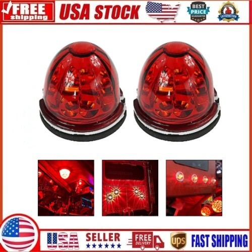 2 X RED Watermelon Light Glass Kit Red Lens W/ 1156 LED Bulbs Incandescent