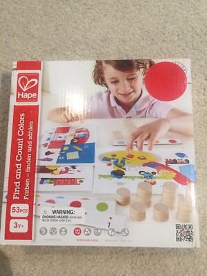 HAPE Toys Preschool 53-Piece Find and Count Colors Educational Math Game New