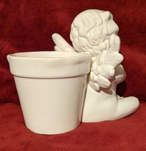 Cupid Angel Cherub Putti Planter White Ceramic - Vase Vessel Container Trinket - Bild 4 von 7