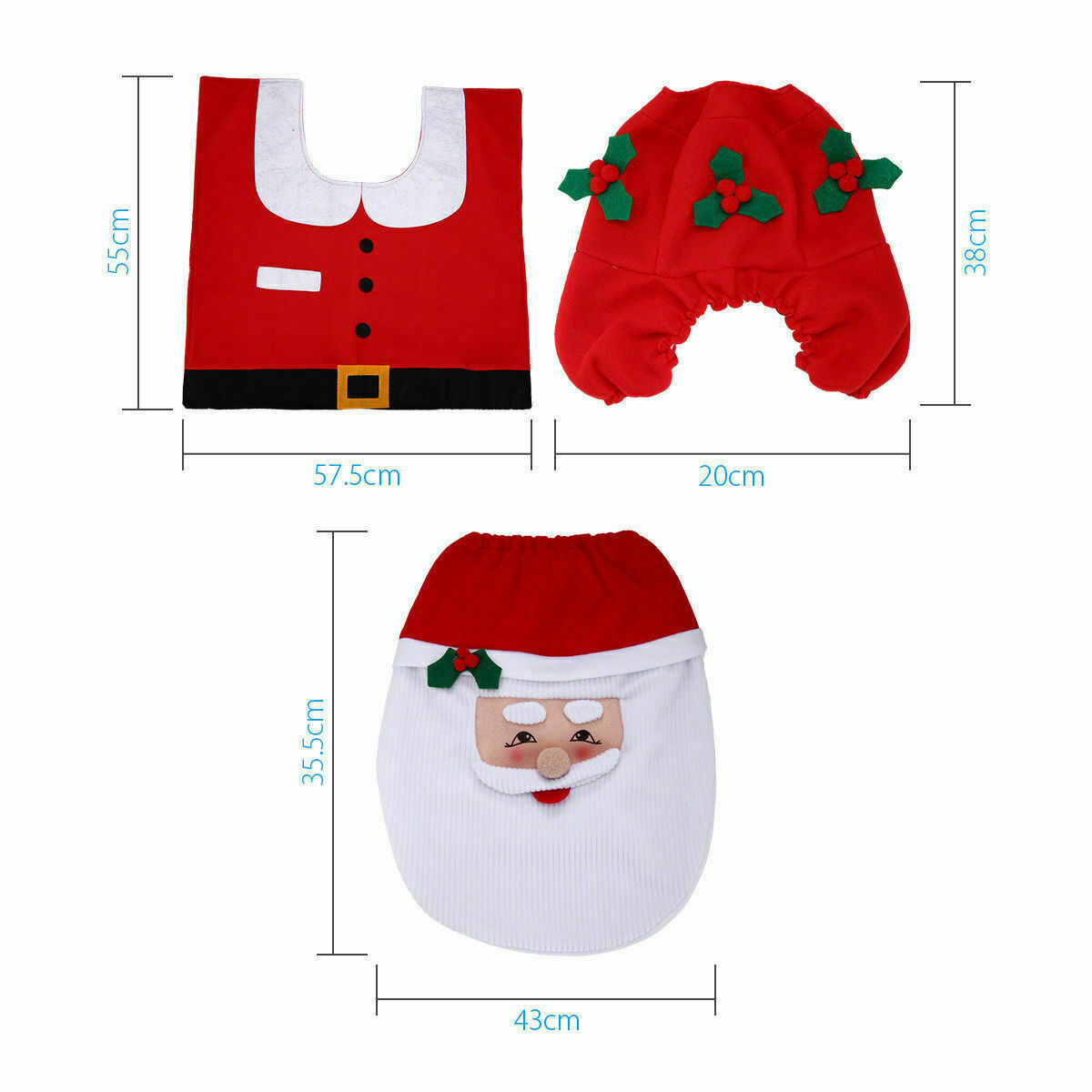 Christmas Toilet Seat Decal Stickers | Santa Gnome Waving Hands Design | Removable & Waterproof | DIY Bathroom Holiday Decor