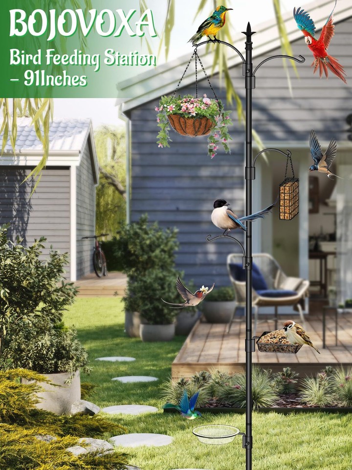 Bird Feeder Pole, 91'' Bird Feeding Station Outdoors, AntiRollover