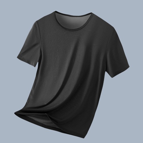 Herren T-Shirt Ice Silk Kurzarm Ultradünn Mesh Schnelltrocknend Sport Fitness Tee - Bild 12 von 23