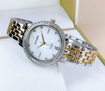 Citizen EL3106-59D Perlmutt Zifferblatt Analog Gold Bicolor Armband  Damenuhr