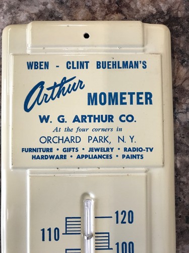 Buffalo NY Clint Buehlman WBEN Radio Thermometer W G Arthur Orchard Park N Y - Picture 3 of 9
