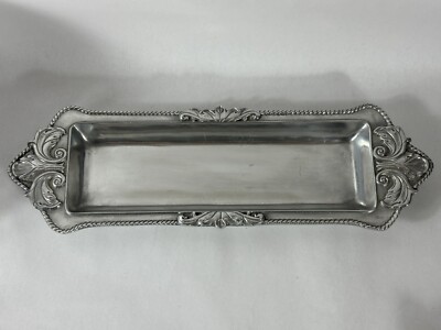Vintage REBA 18  Long Rectangular Handled Metal Serving Tray