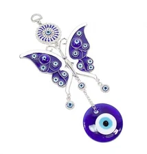 Turkish Large Blue Evil Eyes 4" Butterfly Amulet Wall Hanging Home Decor., Gift