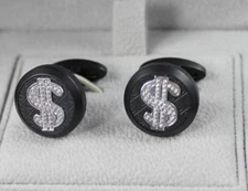 MONTEGRAPPA CASH CUFFLINKS IDF$CLSH GUNMETAL BLACK & SILVER MSRP 345.00 LIMITED 