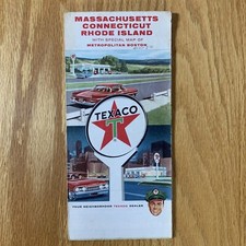 Texaco Map Massachusetts Connecticut Rhode Island 1964 Gas Oil Boston Street Map
