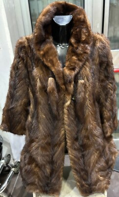GENERICO used mink coat women woman size 52 brown LLD322